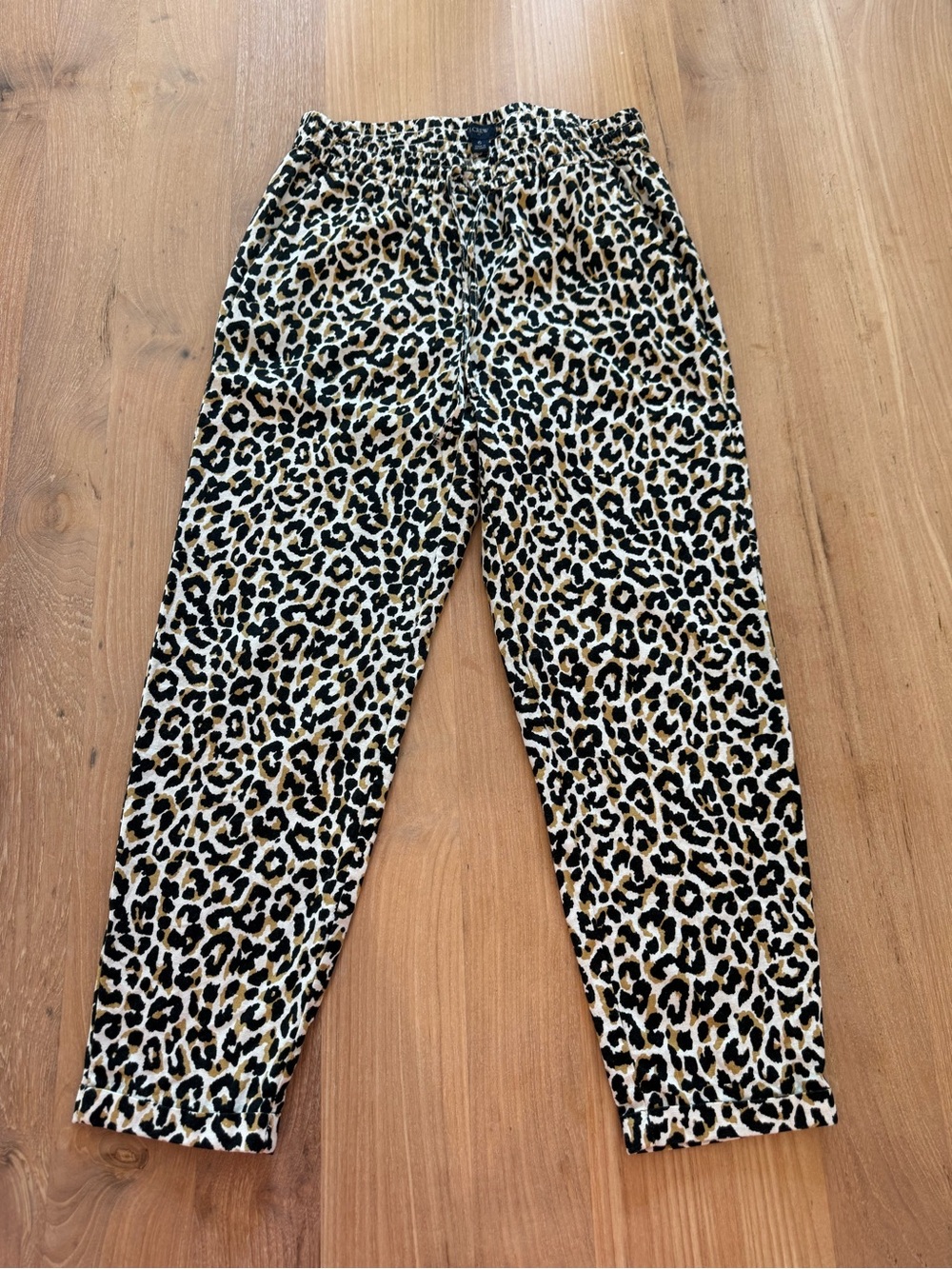 J. Crew  Leopard Print linen blend Joggers - Taupe Black Cream